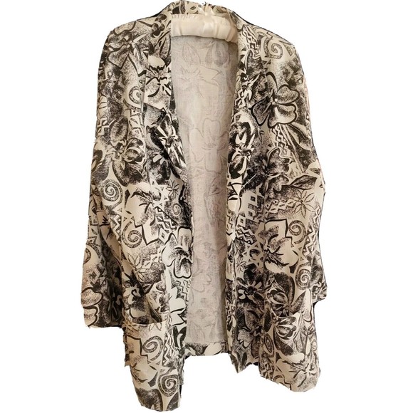 Vintage 80's Copy Cats Woman Open Front Blazer Jacket Womens XL  Floral print - Picture 2 of 8
